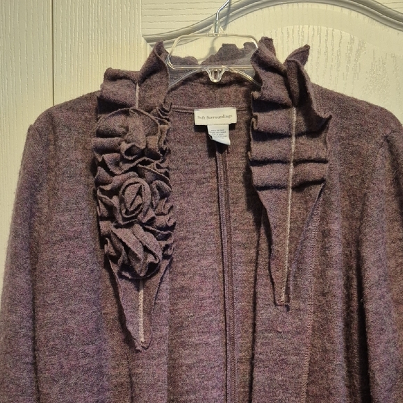 Soft Surroundings Lavender Cardigan with Floral Accents - Picture 2 of 10